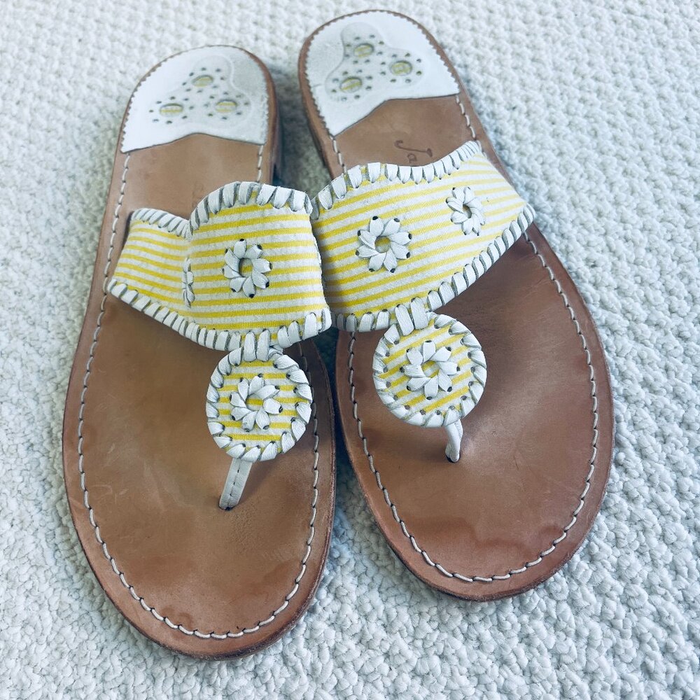 Jack Rogers Striped Yellow White Sandals 11M